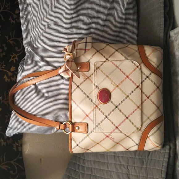 Coach Handbags - Coach Peyton Tote in plaid with matching Coach Twilly and pinned broach